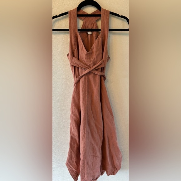 Motumo Summer Linen Handmade/ Soft Linen Dress Size Small In Peach - Picture 3 of 11